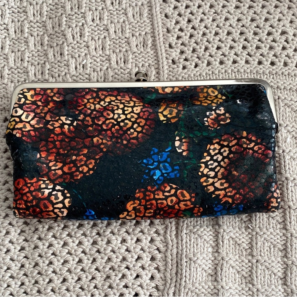 Hobo The Original Clutch Multicolor Cheetah Print Leather *FLAWED*